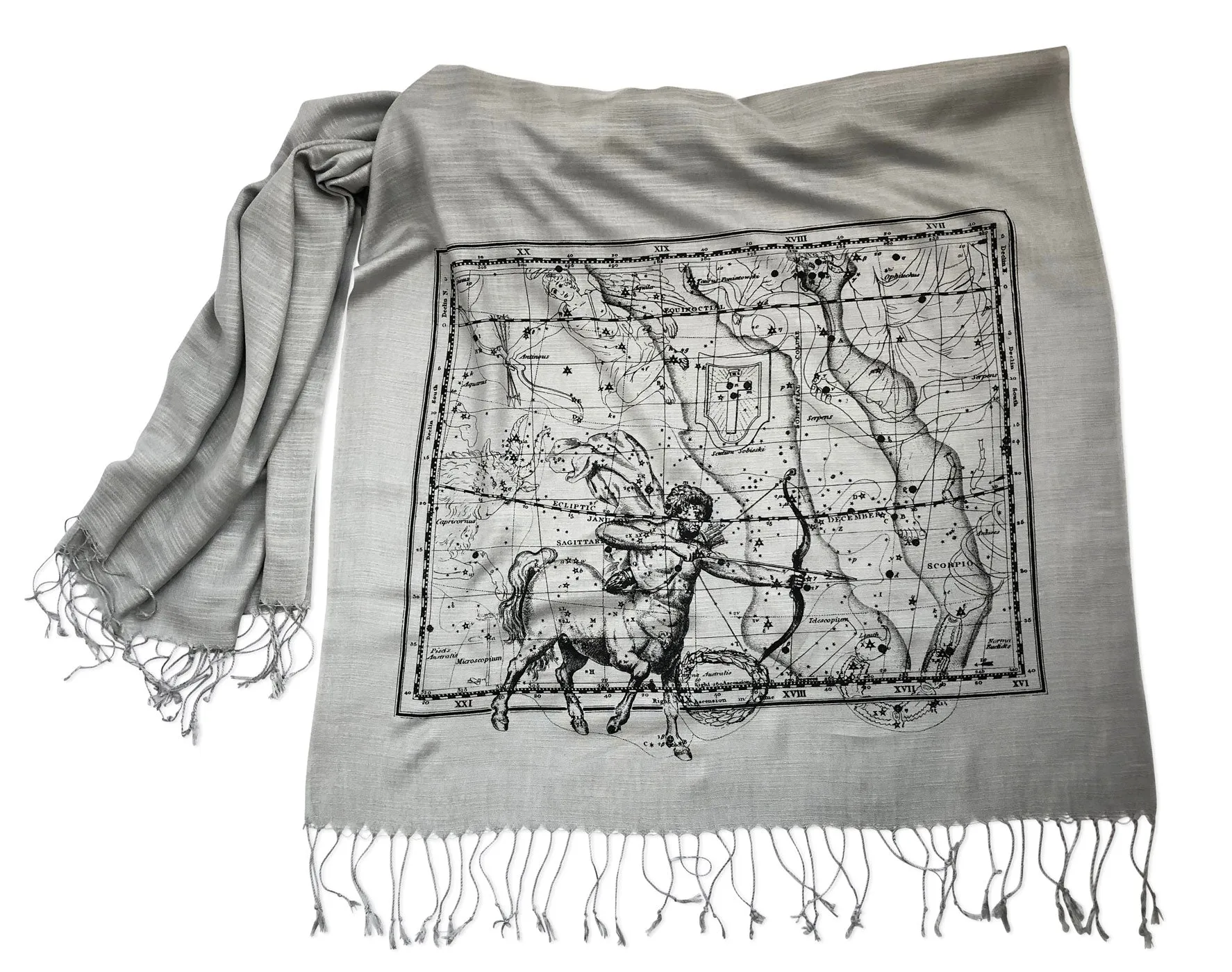 Sagittarius Scarf, Zodiac Constellation Linen-Weave Pashmina