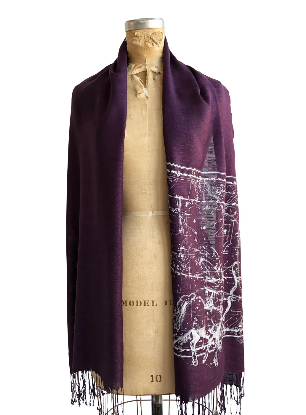 Sagittarius Scarf, Zodiac Constellation Linen-Weave Pashmina