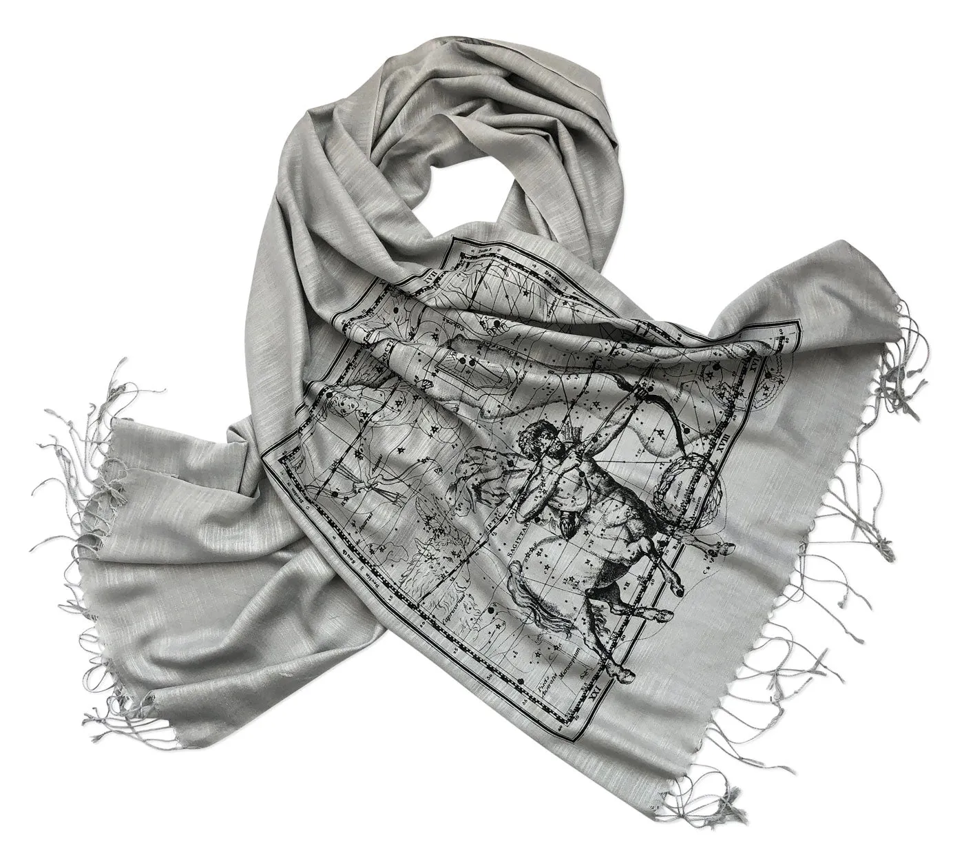 Sagittarius Scarf, Zodiac Constellation Linen-Weave Pashmina