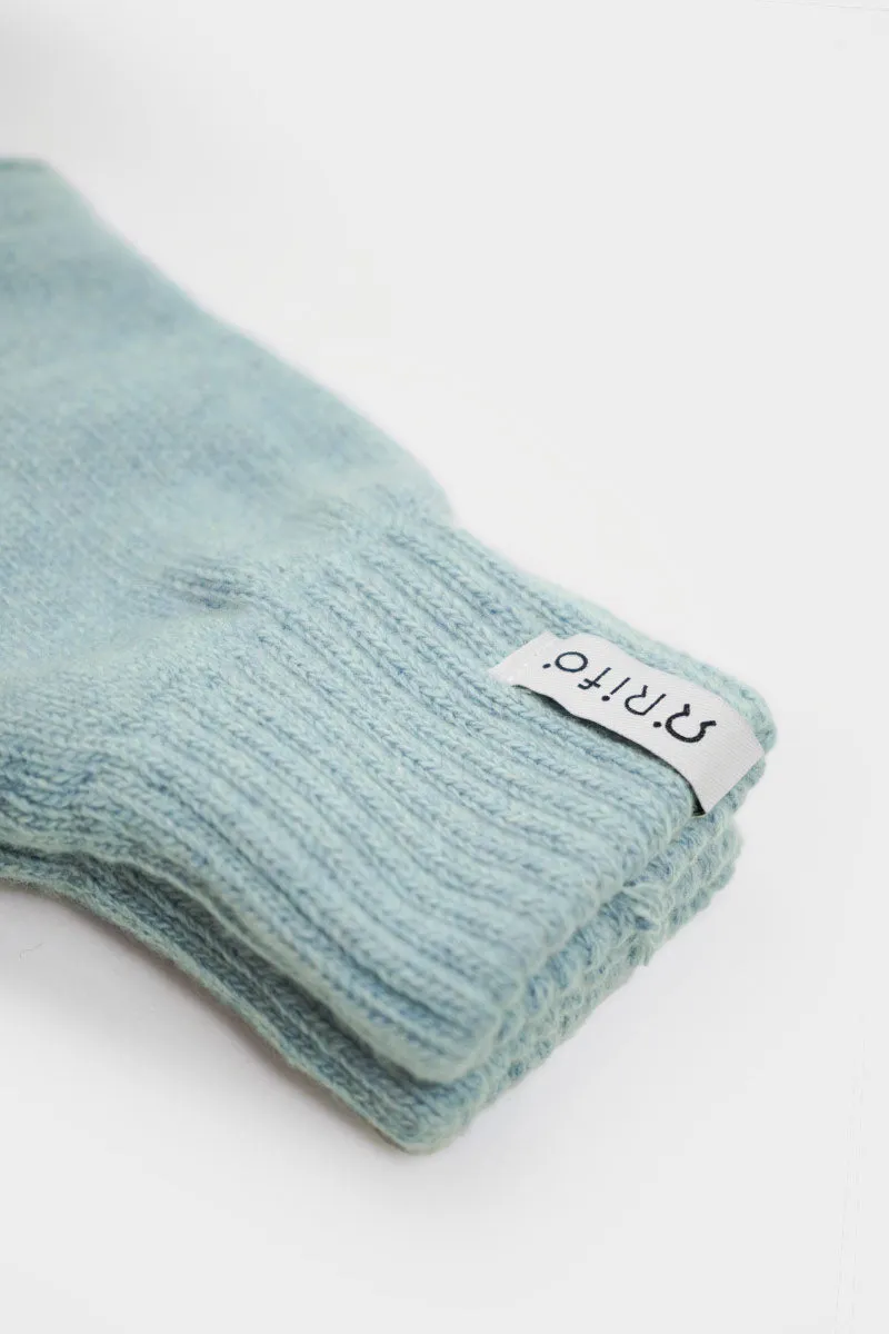 Sasha Fingerless Wool Gloves Light Blue