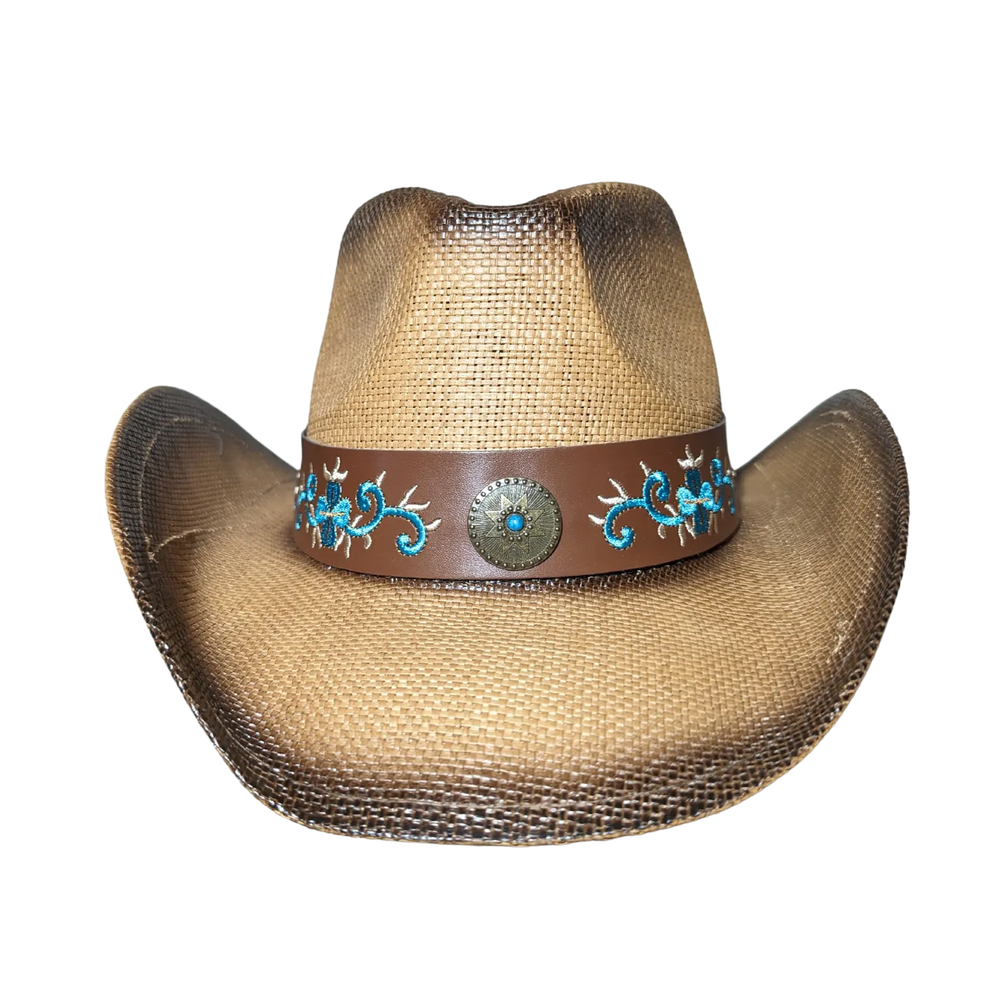 Side Leather Floral Cowboy Hat