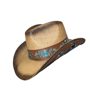 Side Leather Floral Cowboy Hat