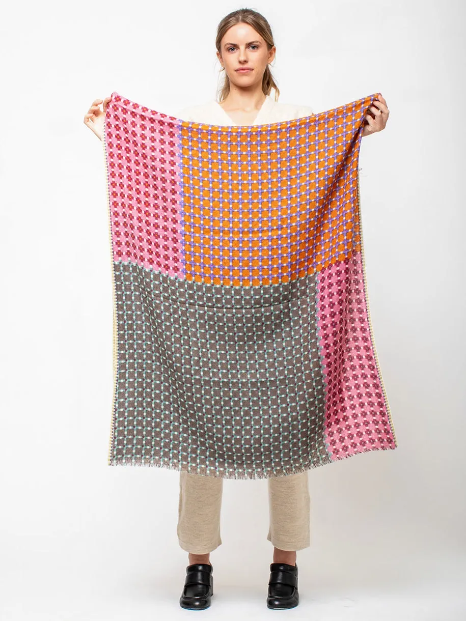 Small Pattern Check Shawl - Topaz