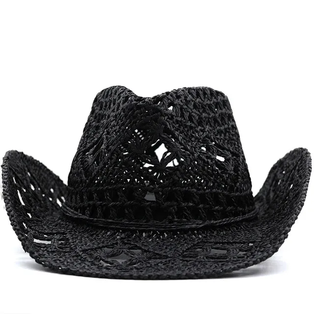 Solid Couples Western Cowboy Hollow Out Straw Hat