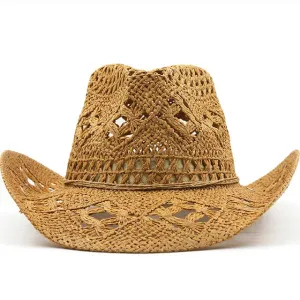 Solid Couples Western Cowboy Hollow Out Straw Hat