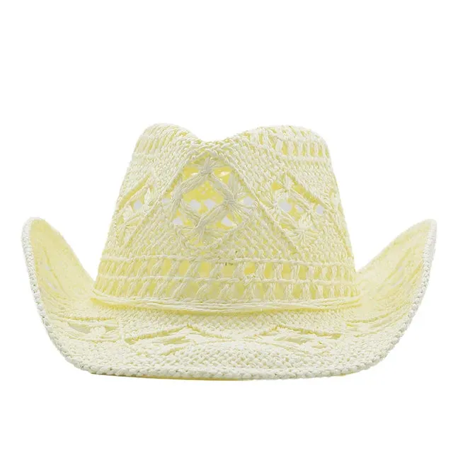 Solid Couples Western Cowboy Hollow Out Straw Hat