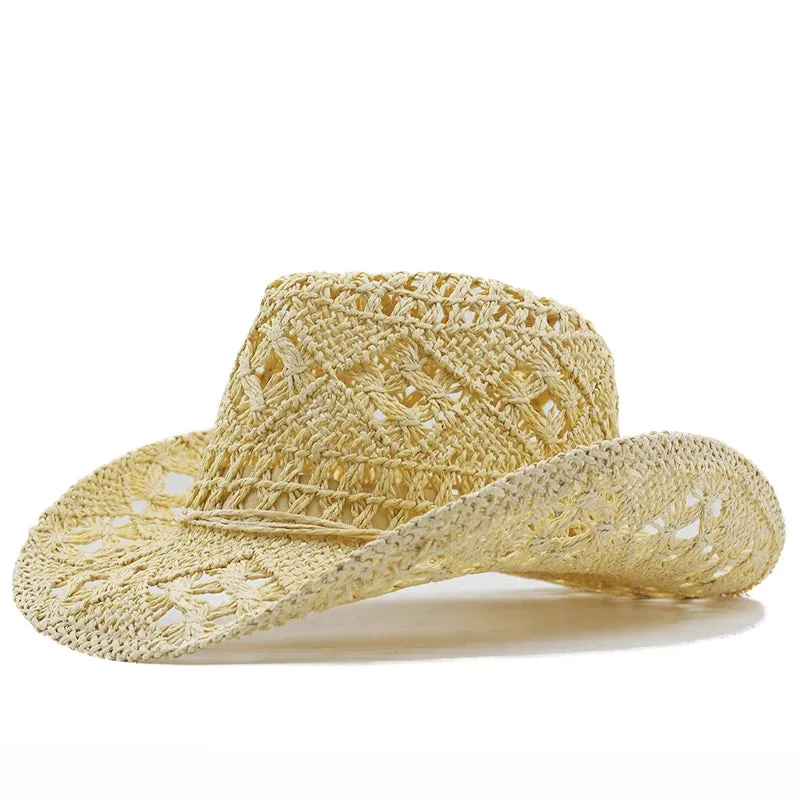 Solid Couples Western Cowboy Hollow Out Straw Hat