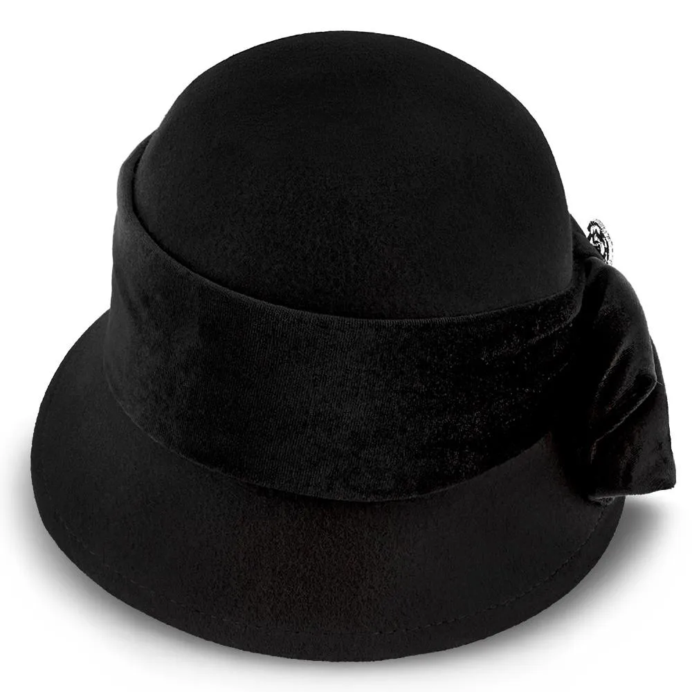 Starling - Walrus Hats Black Wool Felt Cloche Hat - H7017