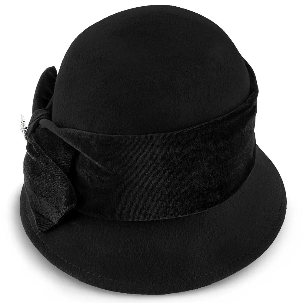 Starling - Walrus Hats Black Wool Felt Cloche Hat - H7017