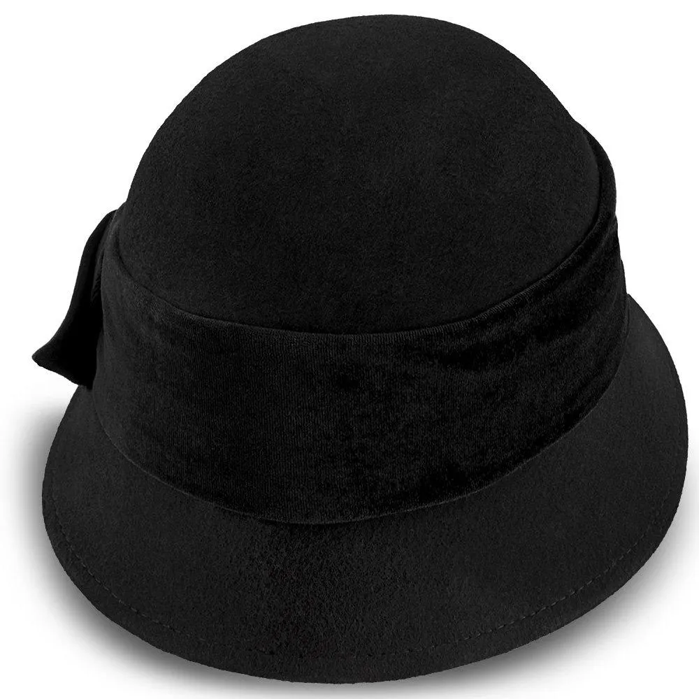 Starling - Walrus Hats Black Wool Felt Cloche Hat - H7017