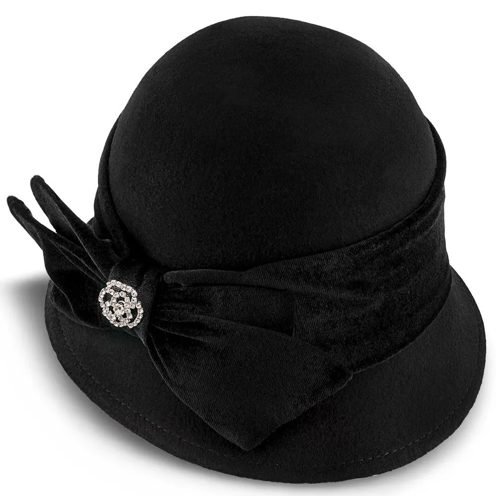 Starling - Walrus Hats Black Wool Felt Cloche Hat - H7017