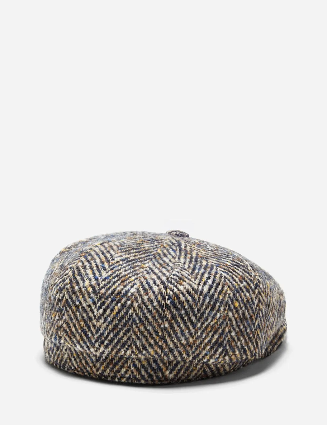 Stetson Hatteras Herringbone Newsboy Cap - Brown/Blue