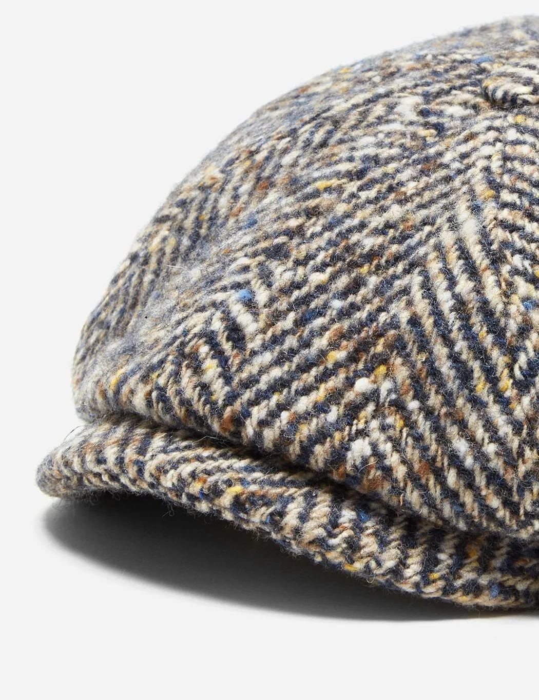 Stetson Hatteras Herringbone Newsboy Cap - Brown/Blue