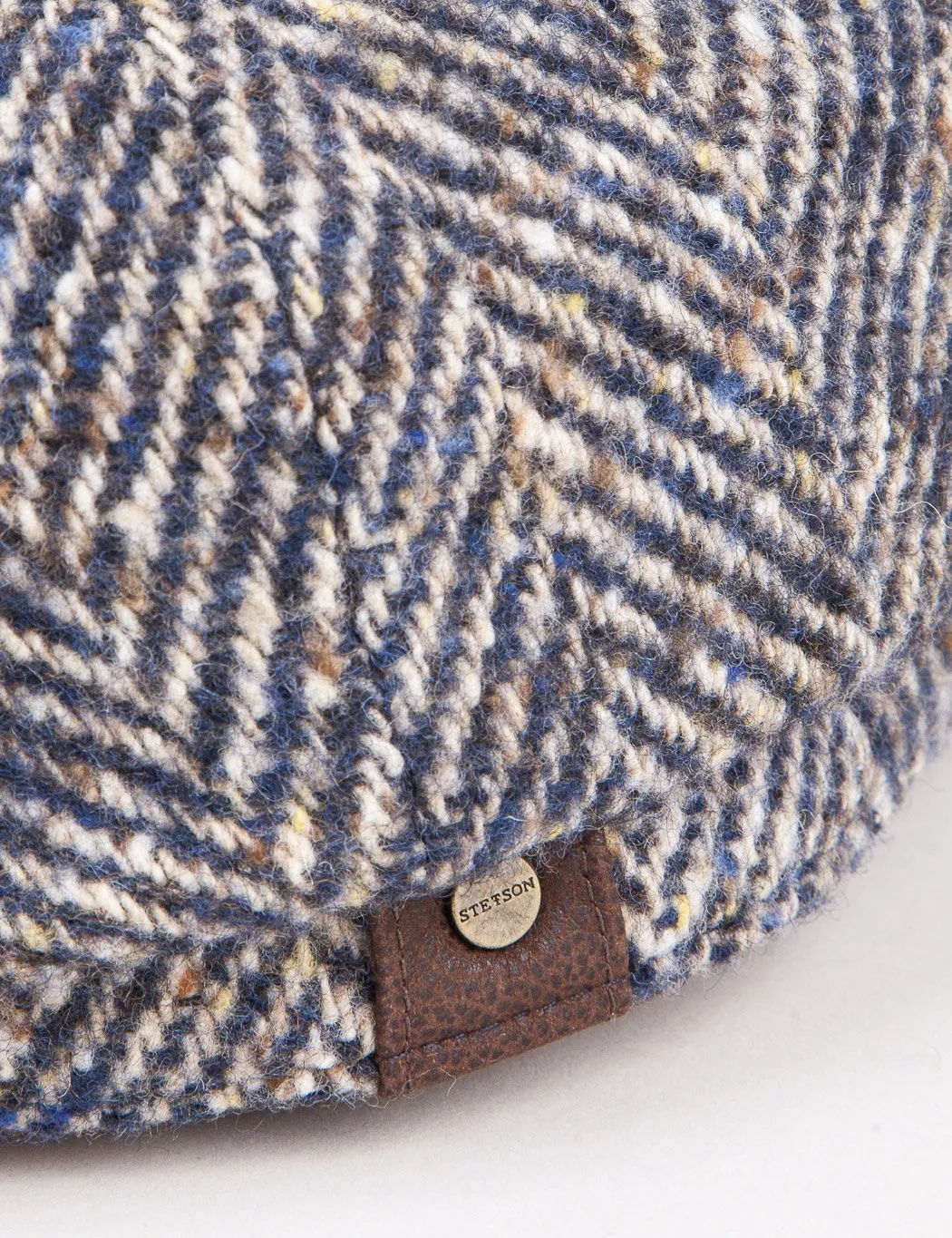 Stetson Hatteras Herringbone Newsboy Cap - Brown/Blue