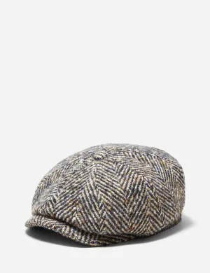 Stetson Hatteras Herringbone Newsboy Cap - Brown/Blue