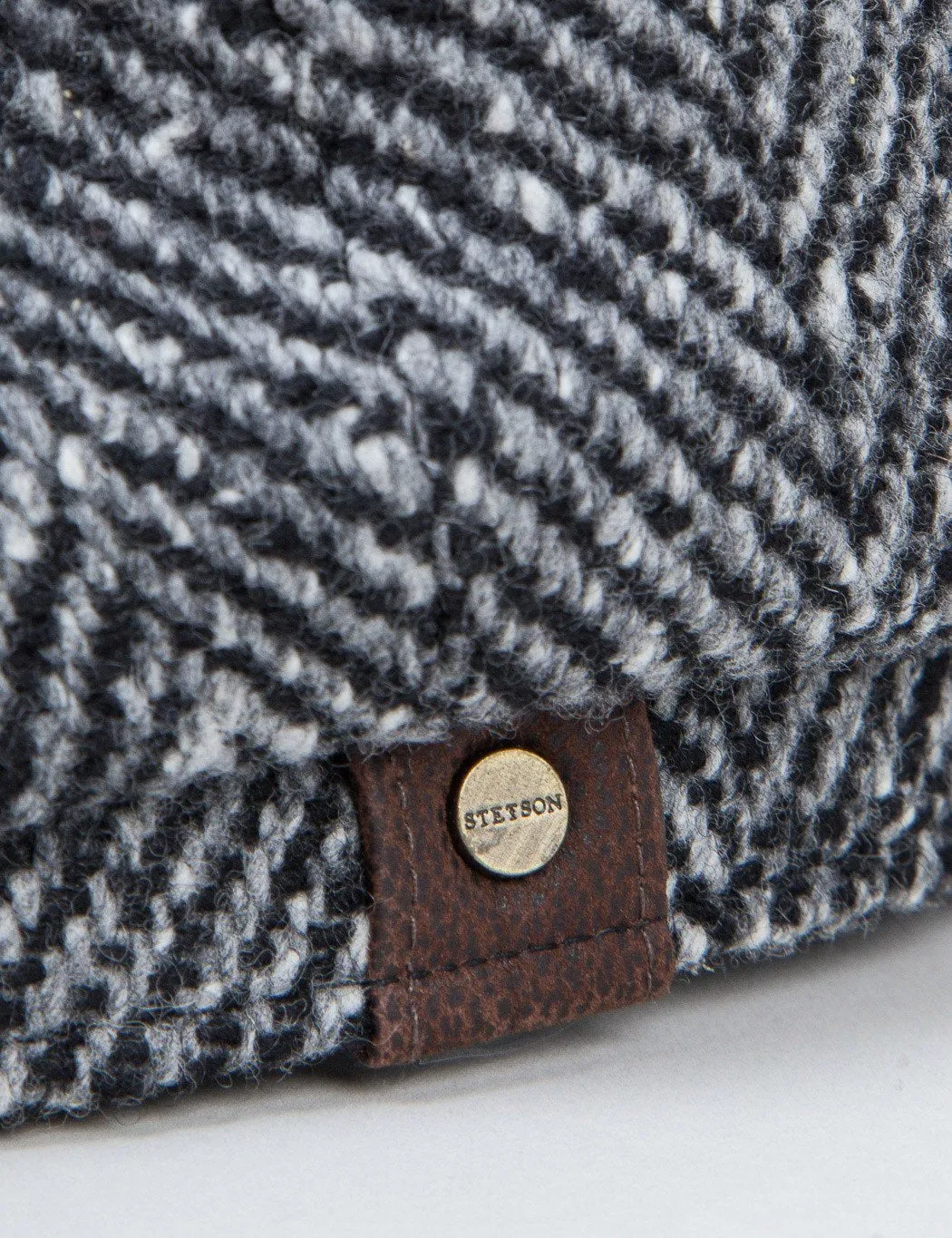 Stetson Hatteras Newsboy Cap - Black/Grey Herringbone