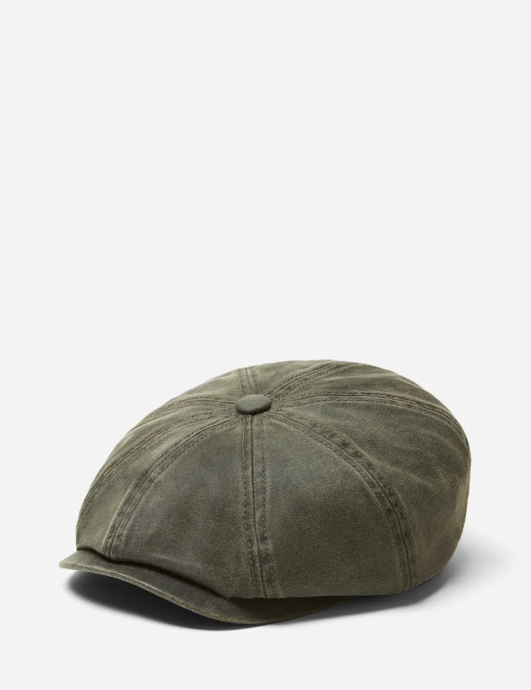 Stetson Hatteras Newsboy Cap (Waxed Cotton) - Olive Green