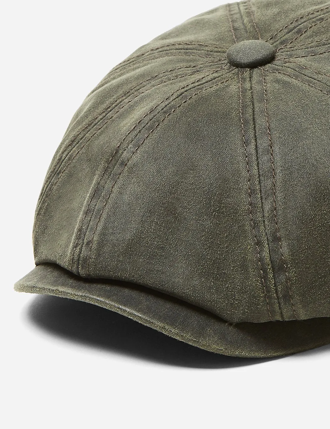 Stetson Hatteras Newsboy Cap (Waxed Cotton) - Olive Green