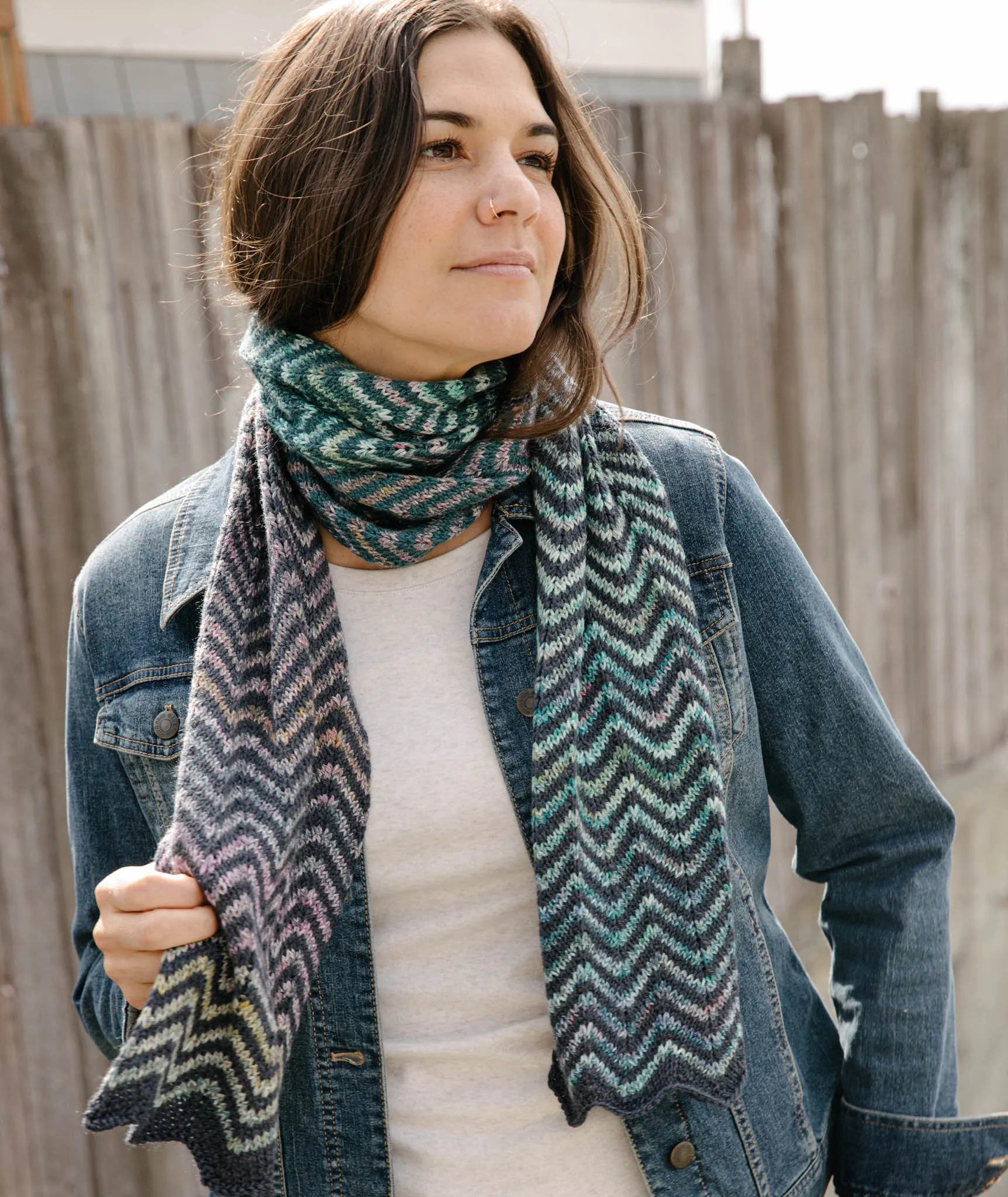 Striped Chevron Scarf Using Berroco Spree