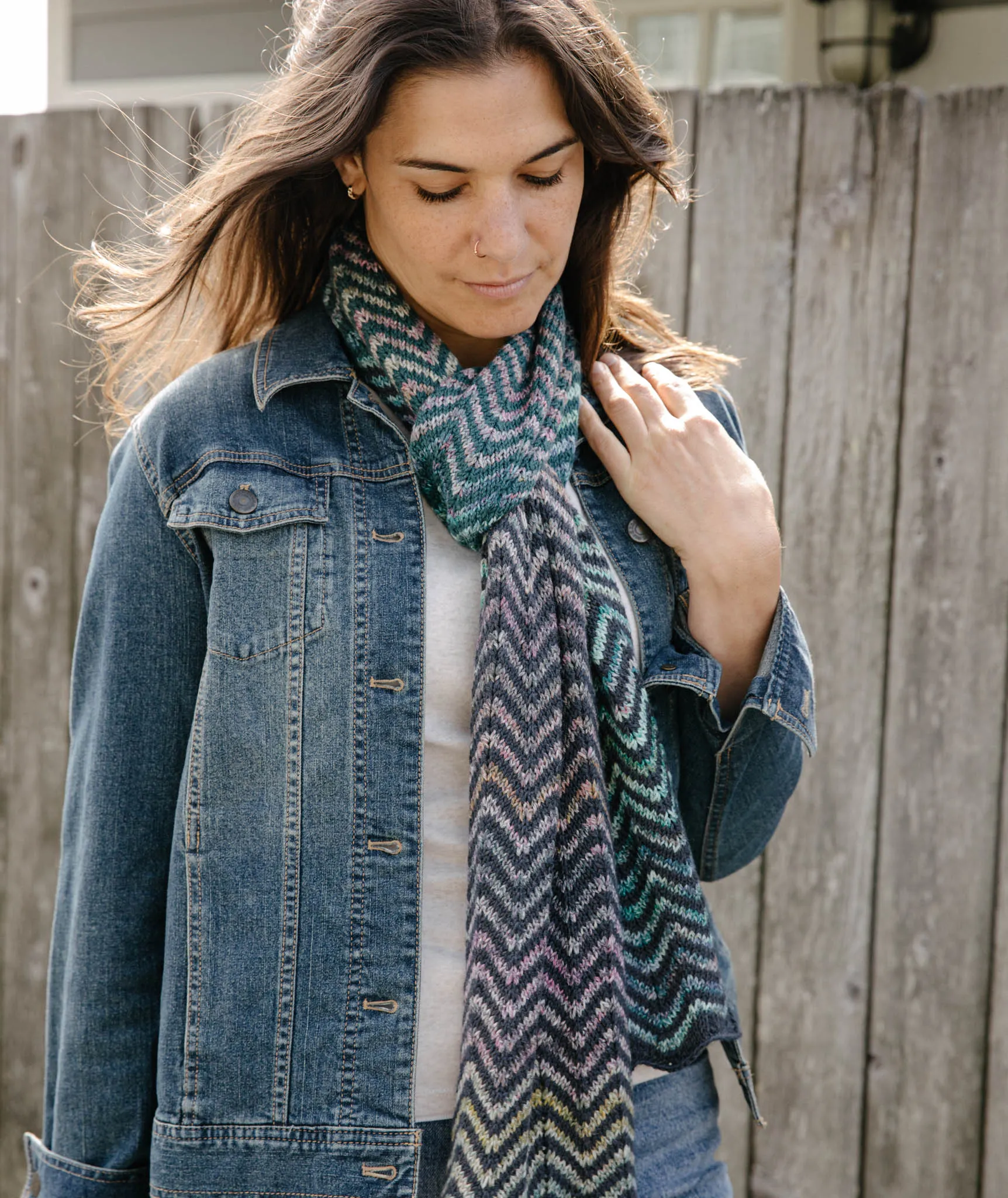 Striped Chevron Scarf Using Berroco Spree