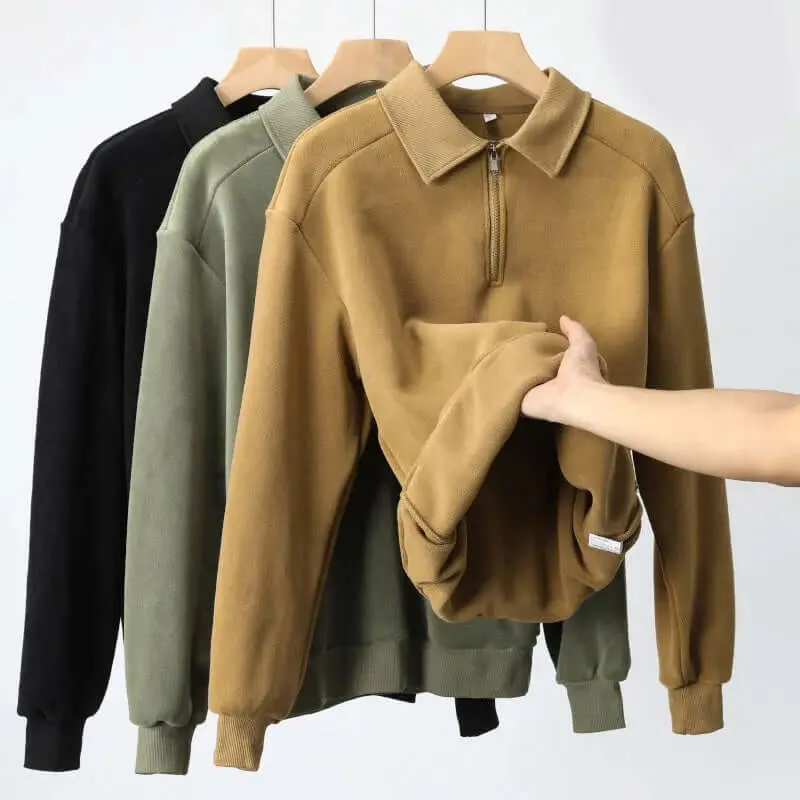 Sweatshirt Winter Warm Fleece Sleeve Top Men's Clothing