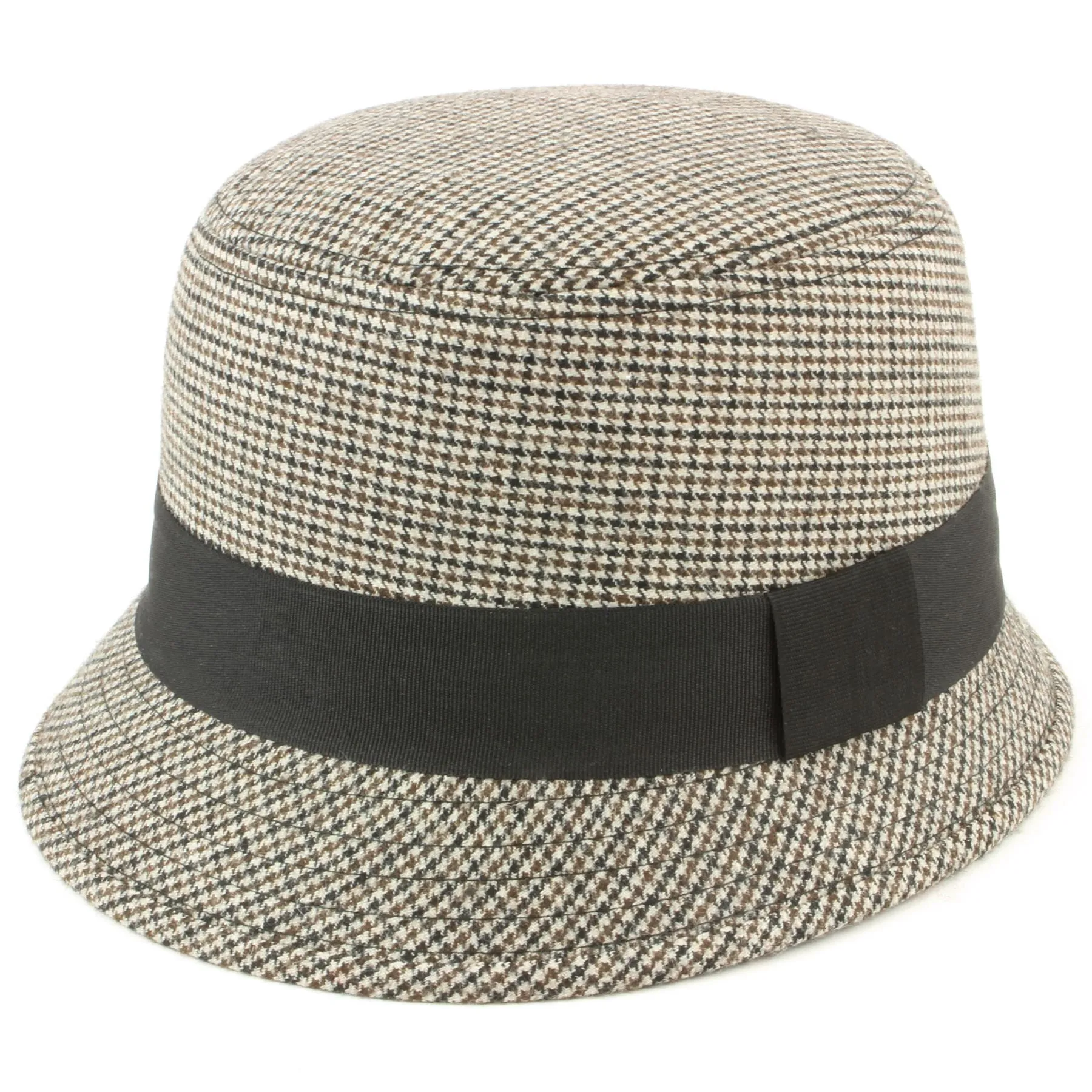 Tweed cloche hat with chunky band - Beige