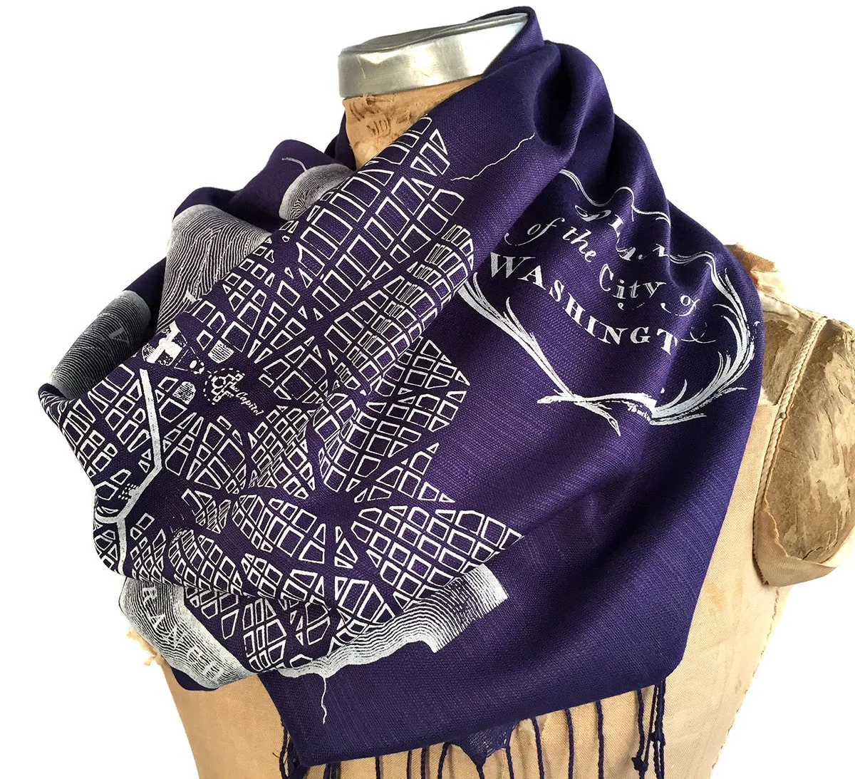 Washington DC Map Scarf, bamboo pashmina