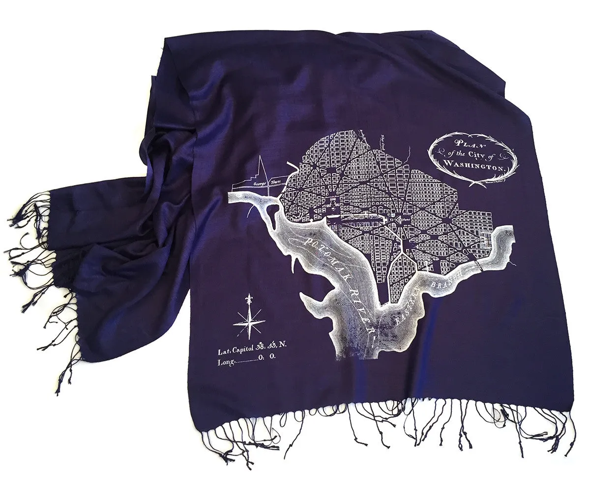 Washington DC Map Scarf, bamboo pashmina