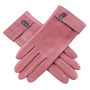 Womens New Screen Touch Gloves Suede Cold Weather Texting Gloves Outdoor Driving Gloves Color:Pink