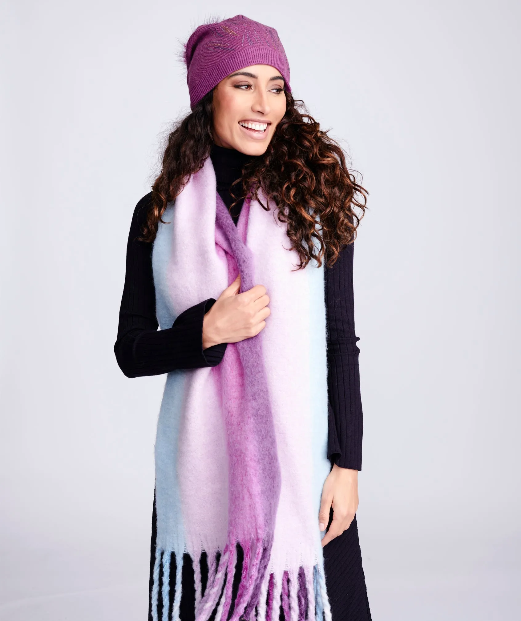 Womens Purple Lilac Tonal Blanket Scarf