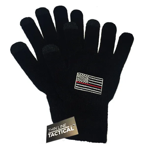 Women's Thin Red Line Touchscreen Gloves, Black